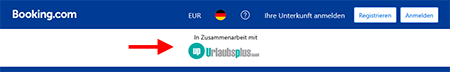 Booking Webseite mit Urlaubsplus-Logo